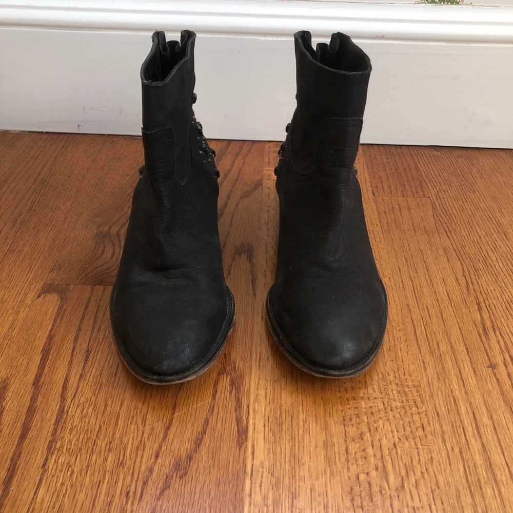 Zadig & Voltaire Black Leather Skull Ankle Boots